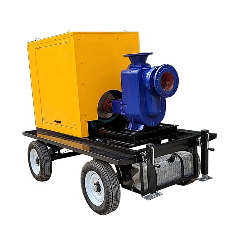 Diesel engine driven mobile trailer emergency self-priming sewage pump