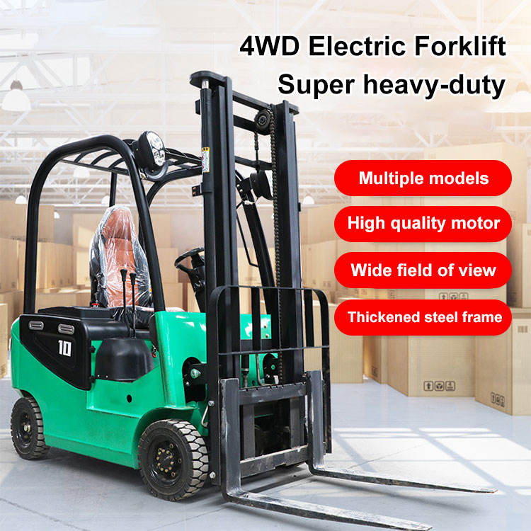 3-stage mast battery small turing radius operated electric forklift mini 4 wheels forklift truck