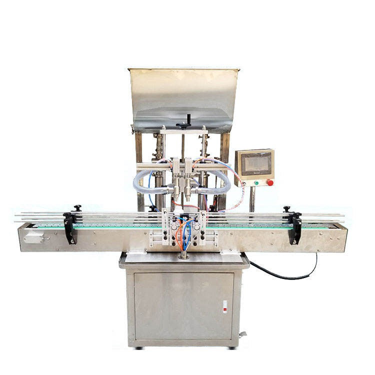 Double Heads Small Scale Glass Bottle Vial Beverage Juice Perfume Essential Oil Liquid Filling Machine With Conveyor